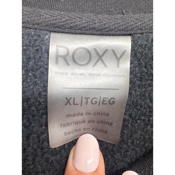Roxy Womens Hoodie Sz XL Liberty Fleece Snowboarding Black/Beige Floral Beachy - Picture 6 of 13